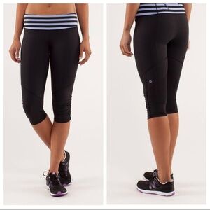 Lululemon Run For Your Life Crop Black Leggings Workout Active Size 4